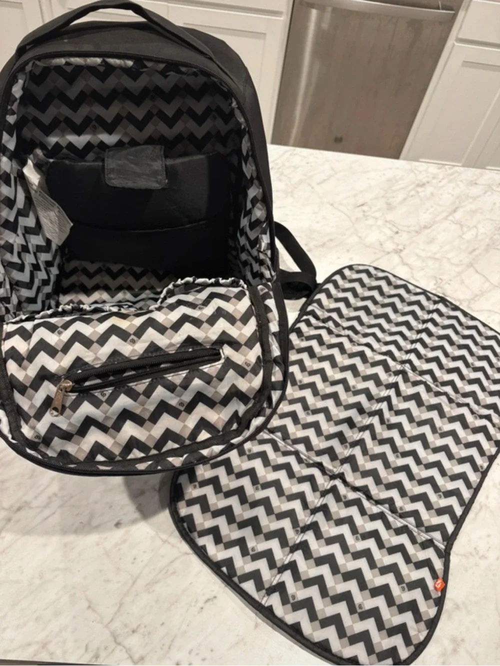 Fisher-Price Black Diaper Bag Backpack with Insulated Pouch and Changing Pad
